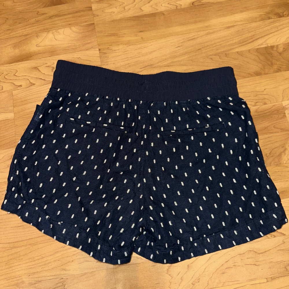 Athleta Size 6 Cabo Tide Linen 4" Inseam Shorts In Petite Diamond Navy Print - Picture 4 of 9